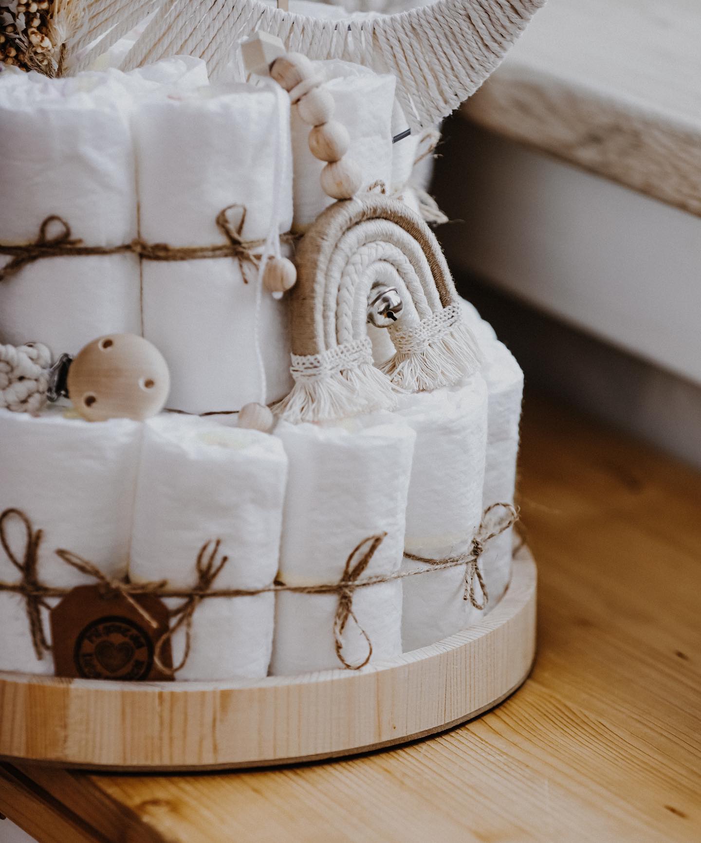 Windeltorte im Boho-Stil