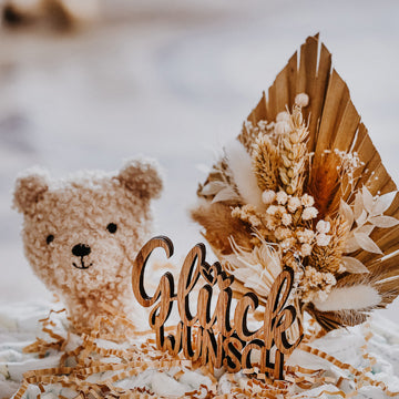 Niedliche Windeltorte mit süßen Kuschel-Rassel-Teddy