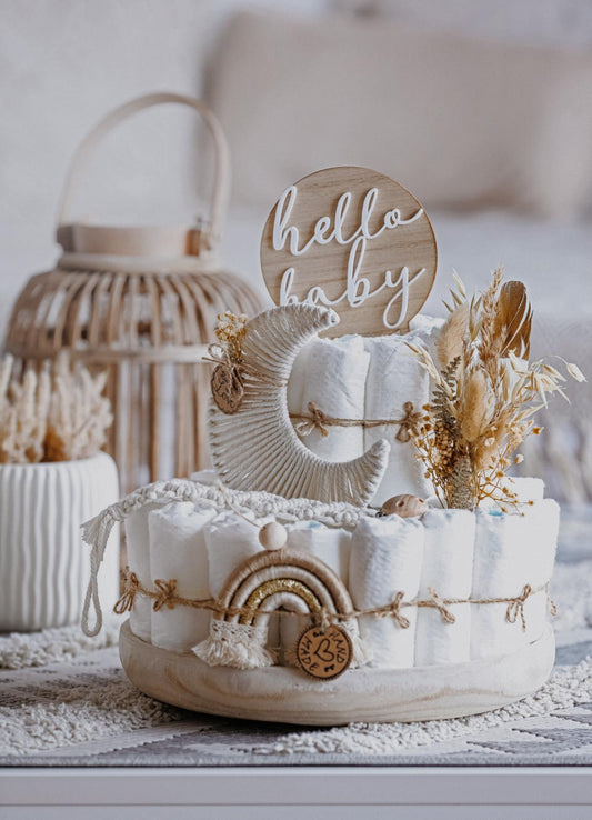 Boho Windeltorte mit Makramee Mond